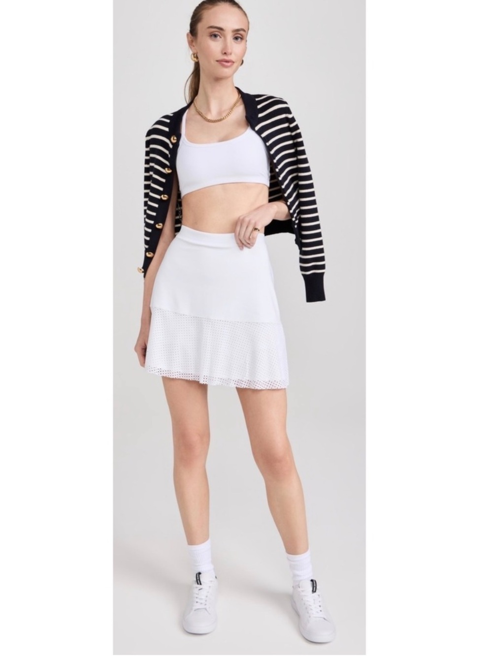 RLX Ralph Lauren White Eyelet Ruffle Stretch Golf Tennis Pickleball Skort NWT XL
